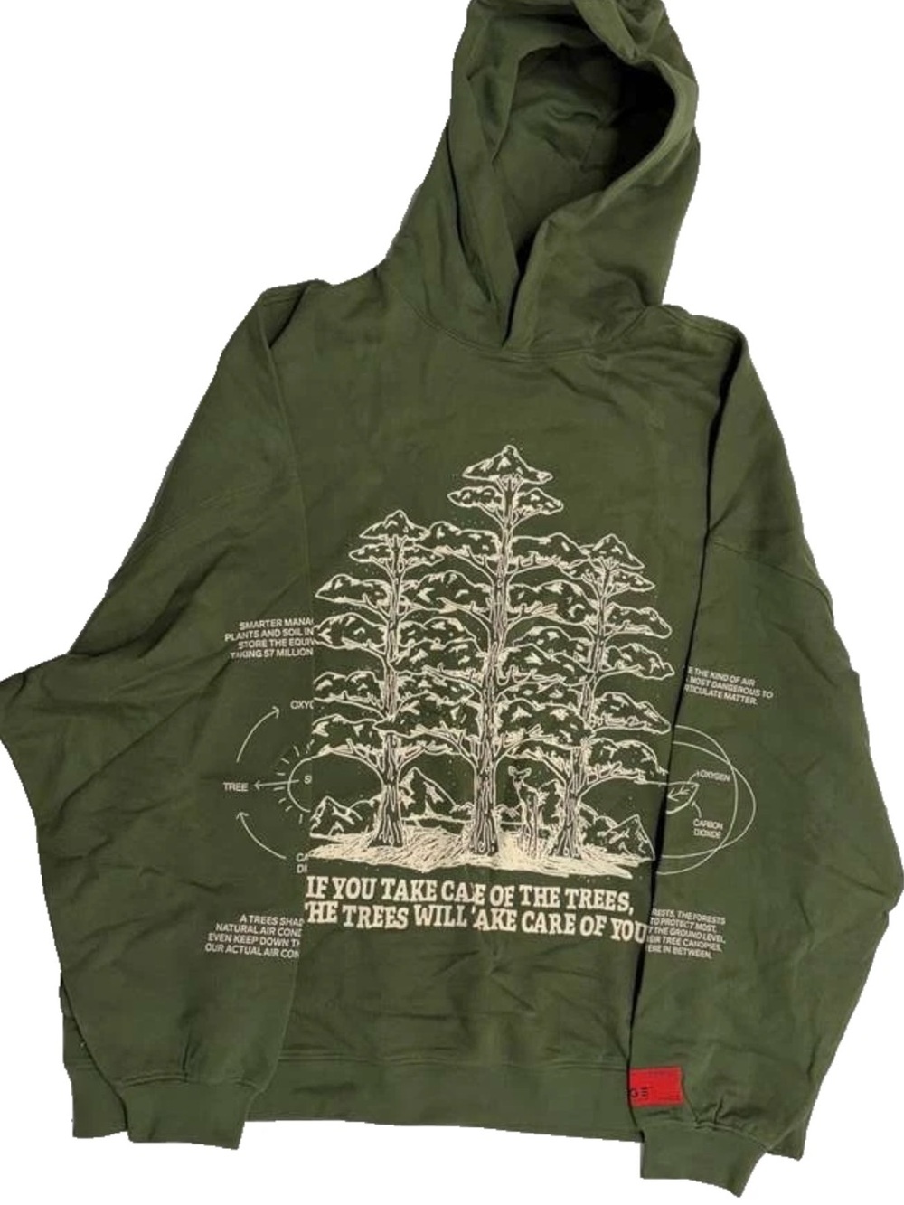 CHNGE Unisex Trees Are The Root Oversized Cuffed Long Sleeve Hoodie, Green, med - Picture 6 of 16
